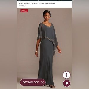 Beaded v-neck chiffon sheath dress